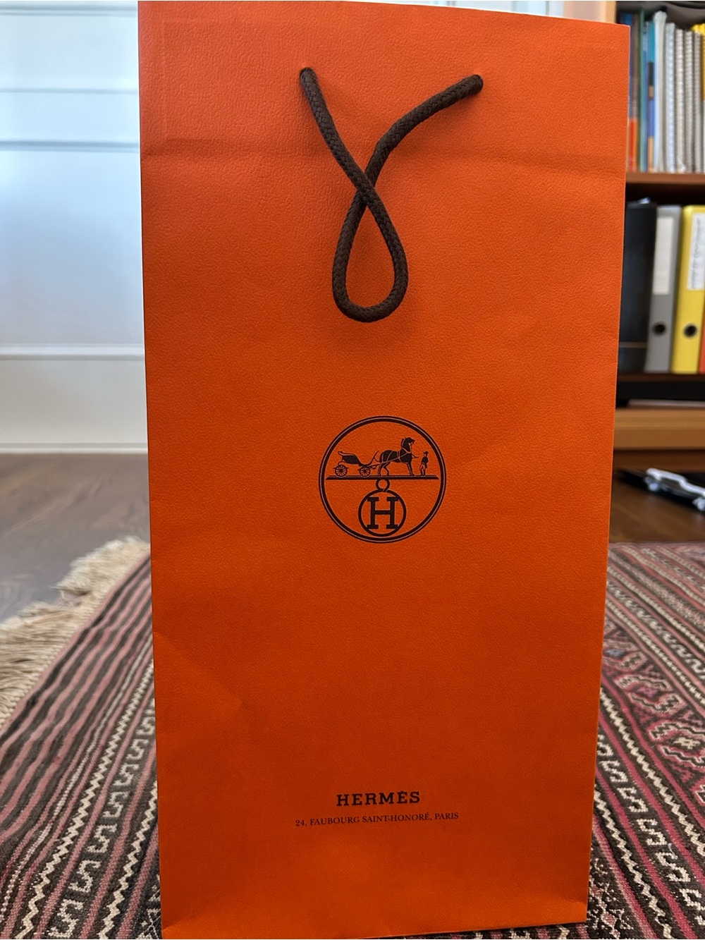 Hermès Orange Paper Gift Bag
